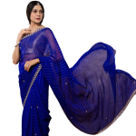 Royal Blue Lehariya Saree with Pearl Kundan Work | 20 Gram Georgette | Jaipurio Traditional Wear